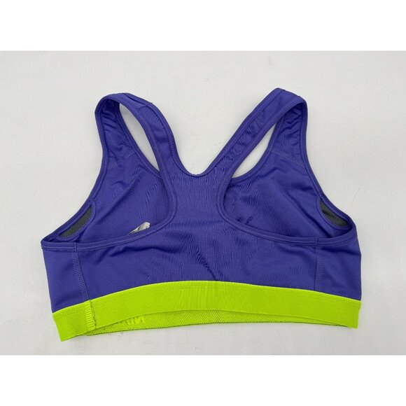 Nike Pro Womens Dri-Fit Sports Bra Size M Purple Neon Green Logo Racerback Gym - Picture 8 of 8